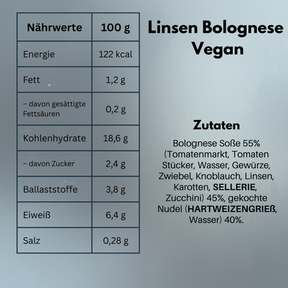 Healthy Linsen Bolognese mit Gemüse & Nudeln